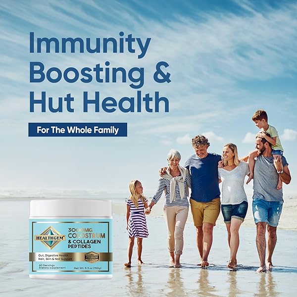 PURE BOVINE COLOSTRUM POWDER 3000MG, IGG FOR FOR IMMUNE SUPPORT, GUT HEALTH & SKIN REPAIR – UNFLAVORED WITH PROBIOTICS 60 SERVINGS (5.3OZ)