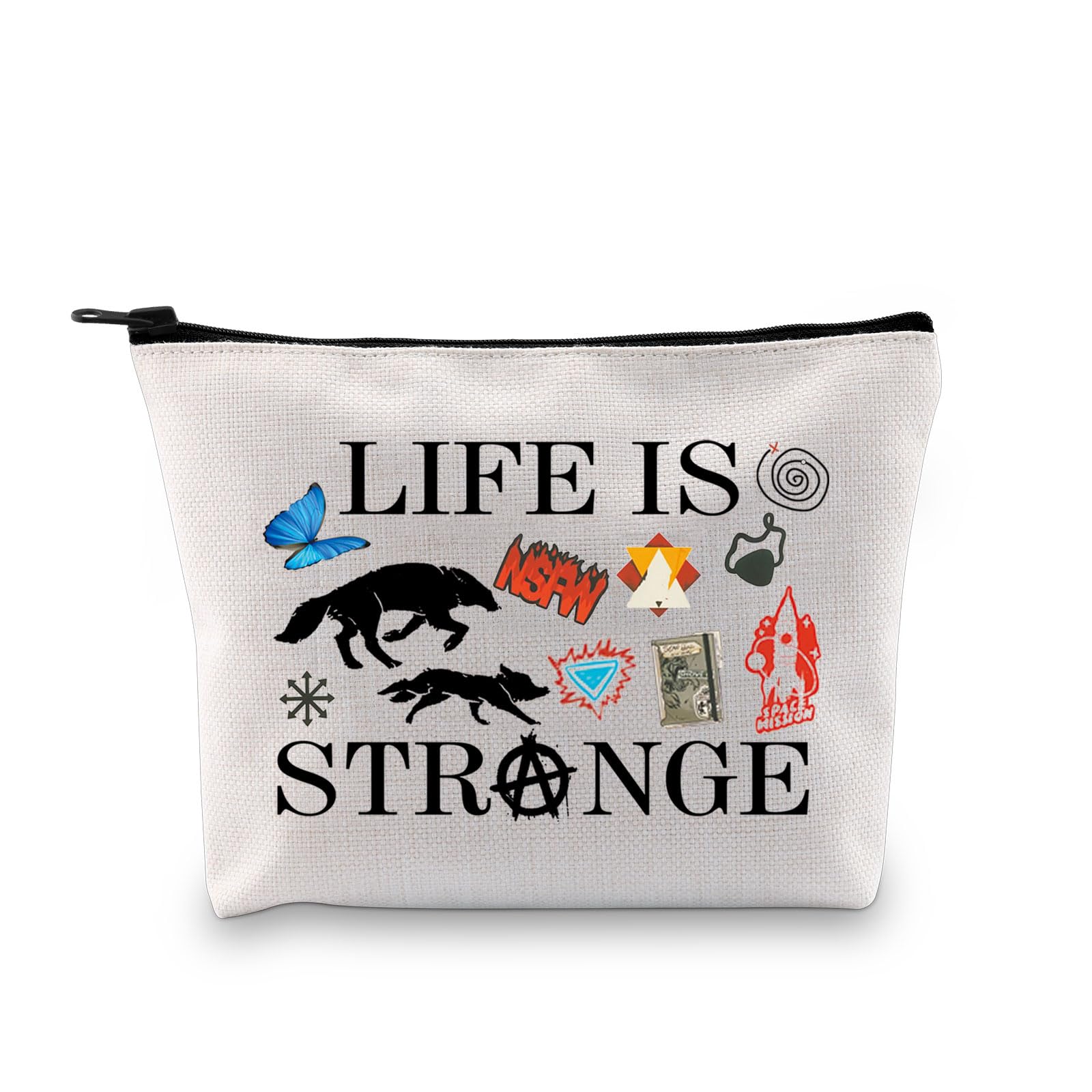 PLITI Life is Strange Gift LIS Video Game Fans Merchandise Max and Chloe Gift Life is Strange Inspired Makeup Bag for Gamer (Strange Makeup bagU)