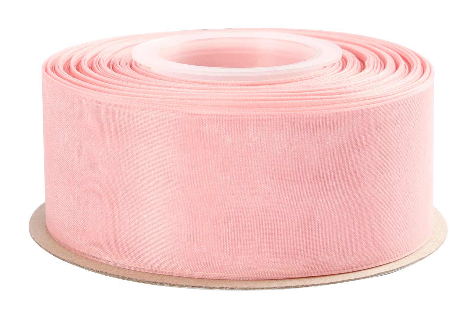 Joycrosso 38mm Pink Shimmer Sheer Organza Ribbon Sheer Chiffon Ribbon 45 Meters-Roll Multiple Colors Available for Gift Wrapping Wedding Events Christmas Décor