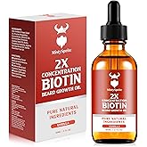 Beard Growth Oil - 2X Concentration Biotin for Men (2 oz) - Natural With Argan, Jojoba and Vitamin, Growth Softener, Moisturizer (Vanilla)