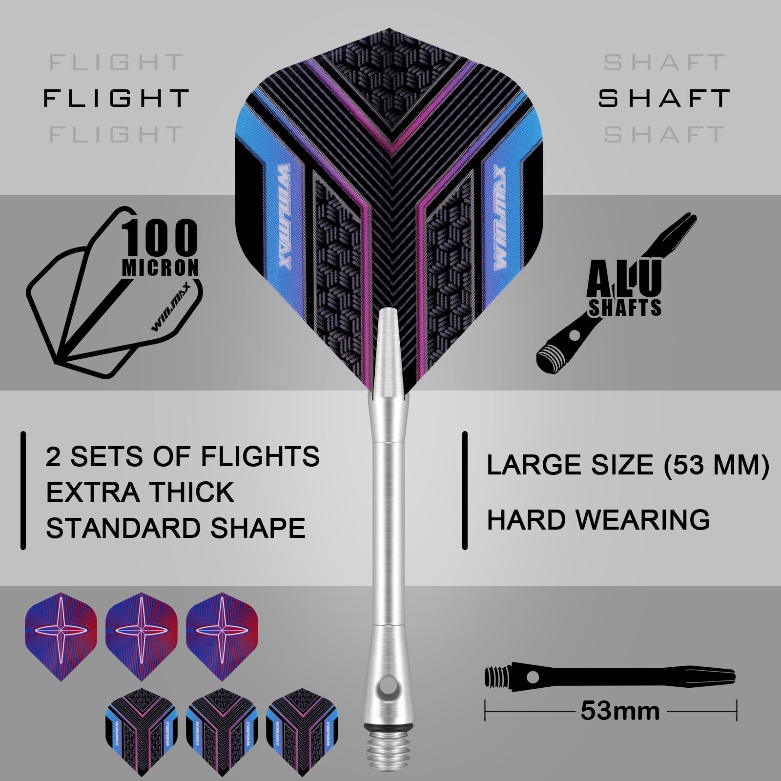 WIN.MAX Dartpfeile mit Metallspitze 90% Tungsten 3 Stück 90% Wolfram Stahl Darts 24 Gramm Dart professionelle Stahlpfeile mit Metallspitzen 6