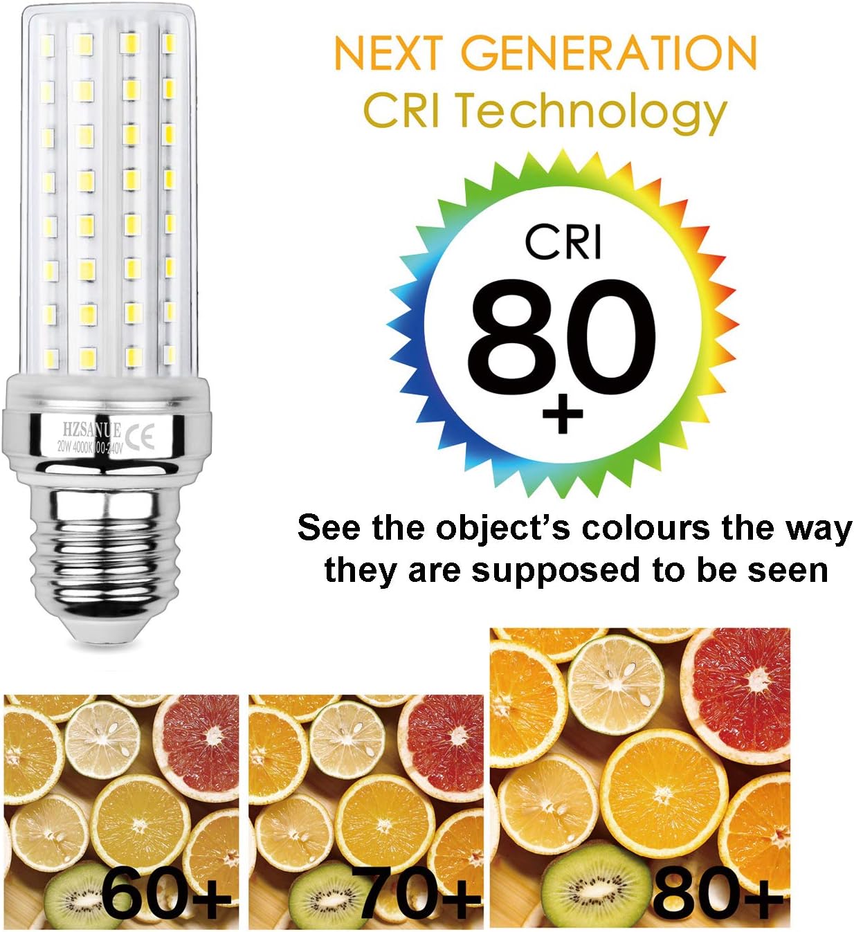 HZSANUE LED Corn Bulbs 20W, 150W Incandescent Bulbs Equivalent, 2300Lm, 4000 Kelvin Natural White, E27 Edison Screw, Pack of 3 - Image 5