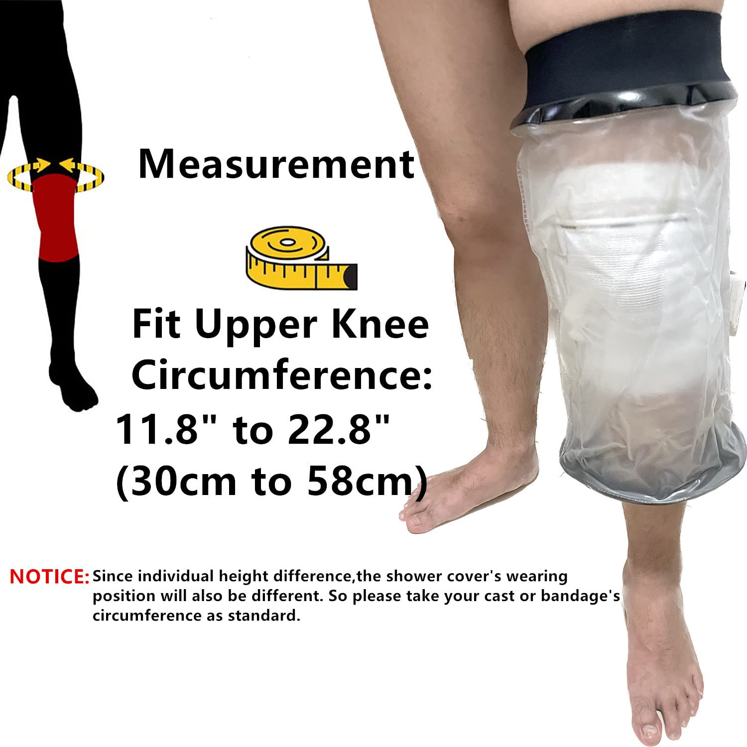 KEEFITT Knee Cast Cover for Shower, Waterproof Knee Shower Protector for Knee Replacement and ACL Surgery, Wound, Burns Watertight Protection