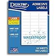 300 Printable Waterproof Labels - 1" x 2-5/8" - 10 Sheets (30 Per Page) - Blank Polyester Weatherproof Shipping & Address Labels - for Laser Printers