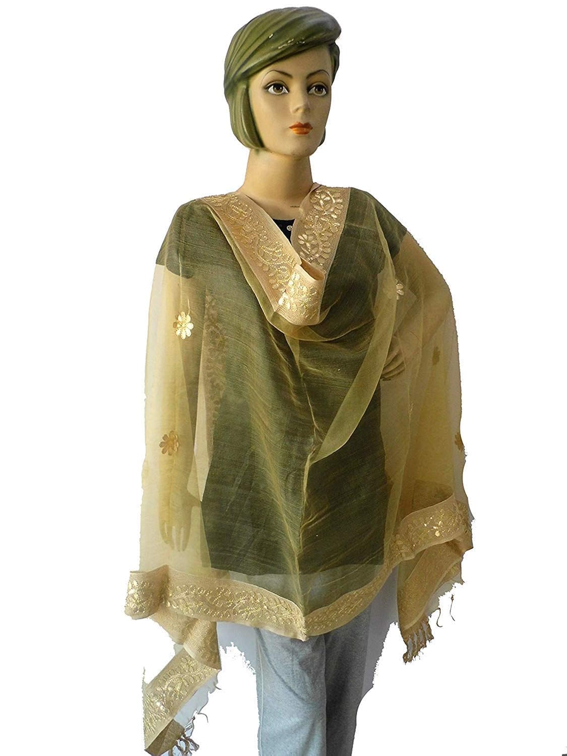 fashion house beautiful women's cotton chanderi dupatta with gota patti work