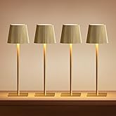 LUTEC 4 Pack Cordless Table Lamp,6000mAh Rechargeable Battery Operated Desk Lamp,Two Adjustable Heights,Waterproof, Touch Control & 3 Color Stepless Dimming for Restaurant/Bedroom/Bars/Outdoor (Gold)