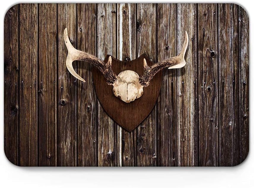 Xbacking Outdoor Indoor Entrance Doormat Super Absorbs Non Slip Waterproof Low Profile Door mats Stylish Welcome Mats Garage Patio Snow Scraper Front Doormats Antler Trophy 20"x32"
