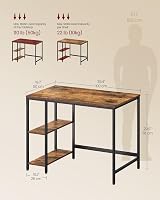 VASAGLE Computer Desk 100x50x76 cm Industrial Rustic Brown Ink Black LWD046B01 view 3