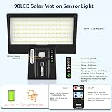 JESLED Solar Lights Outdoor 2 Pack 90 LED Motion Sensor 2600mAh USB Charging view 6