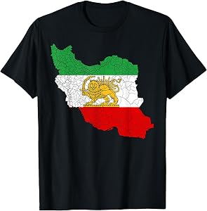 Iran Map with Lion and Sun Emblem, Vintage Persian Heritage T-Shirt