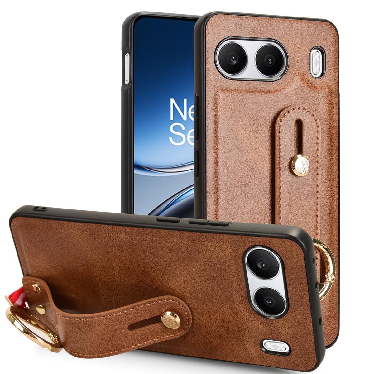 EasyShow Case for OnePlus Nord 4 5G Case Ultra-thin Dermatoglyph phone case, OnePlus Nord 4 5G Ring Wristband Case, Cover for OnePlus Nord 4 5G-Brown