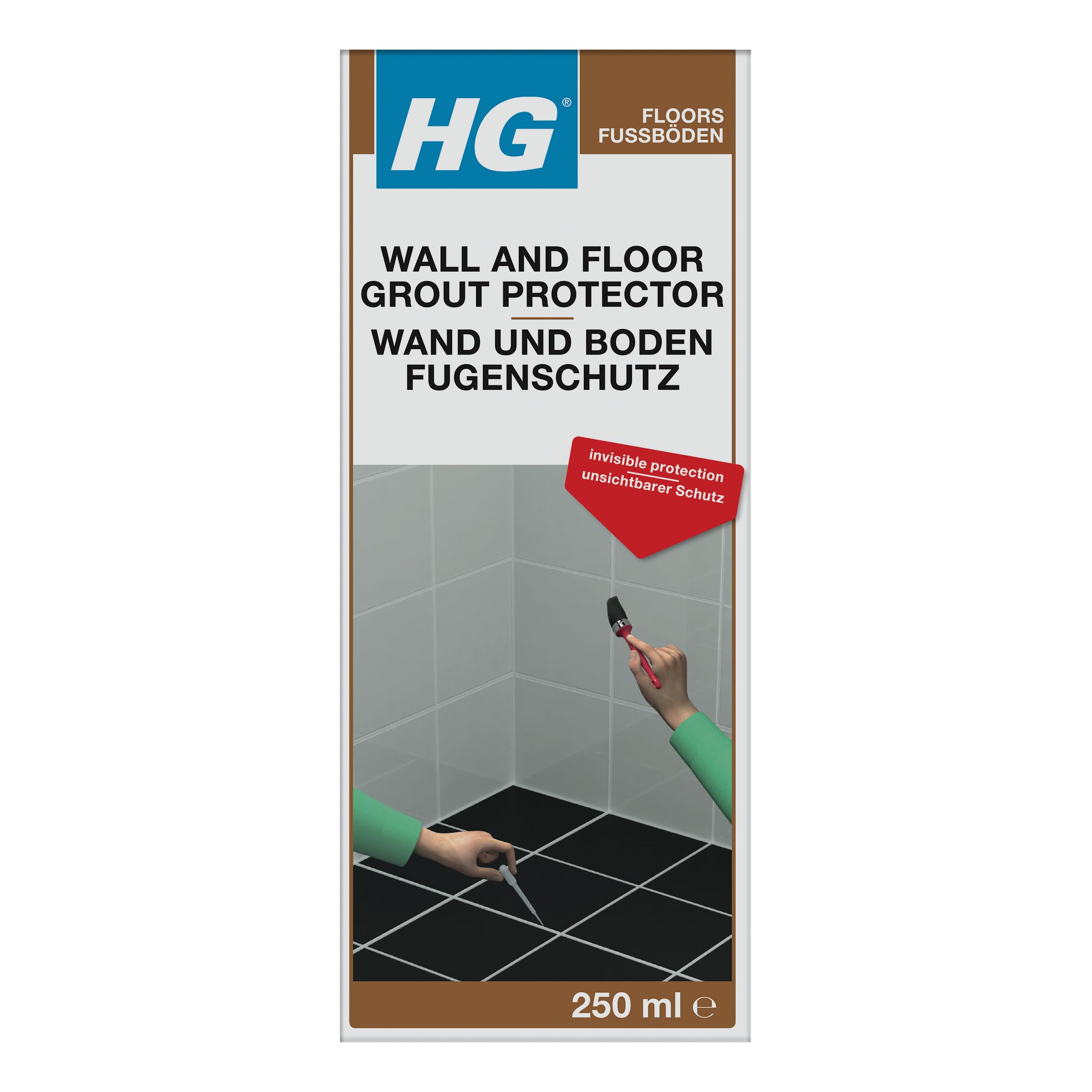 HG Wall & Floor Grout Protector, Kitchen & Bathroom Tile Grout Sealer, Colourless Between Tile Sealant & Waterproof Grout Treatment, Anti Stain Protection for Grouting, Repels Oil & Liquid - 250ml