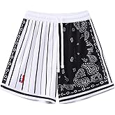 BOOMLEMON Men's Basketball Shorts Workout Athletic Paisley Shorts Mesh Print Running Short Pants