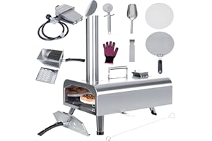 Captiva Designs 12 in Multi-Fuel Outdoor Pizza Oven, Portable Wood Fired & Gas Pizza Oven with Rotatable Pizza Stone, Outdoor Cooking Pizza Maker, Portable Pizza Oven for Authentic Stone Baked Pizzas
