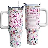 ZORKET Best Aunt Ever Tumbler with Handle, 40 oz Aunt Cup Gifts from Nephew Niece, Auntie Cup