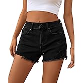 OFLUCK Jean Shorts for Womens Mid Rise Ripped Denim Summer Shorts