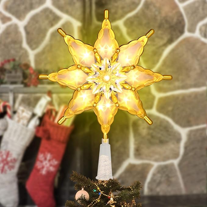 YUNLIGHTS Christmas Tree Topper, Lighted Christmas Tree