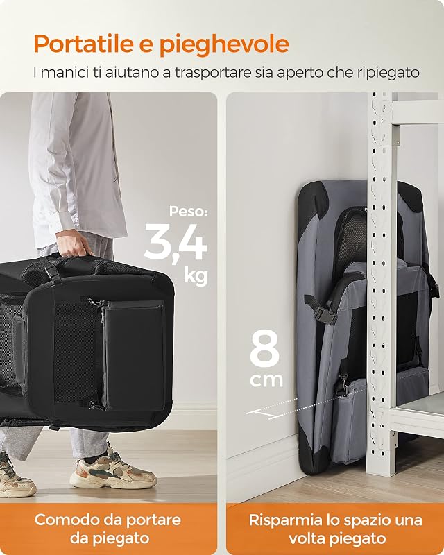 Trasportino per Cani, Gabbia Pieghevole, 70 x 52 x 52 cm