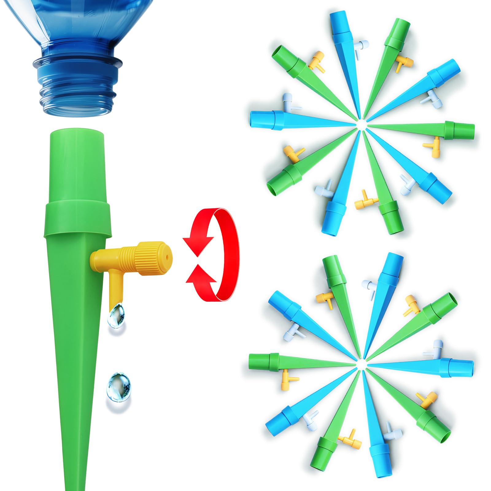 Photo 1 of 20 Pack Multi Caliber Self Watering Spikes for Plant,Adjustable Plant Dripper,Plant Watering Inserts for Garden,Vacation Plant Waterer Indoor & Outdoor Drip Irrigation