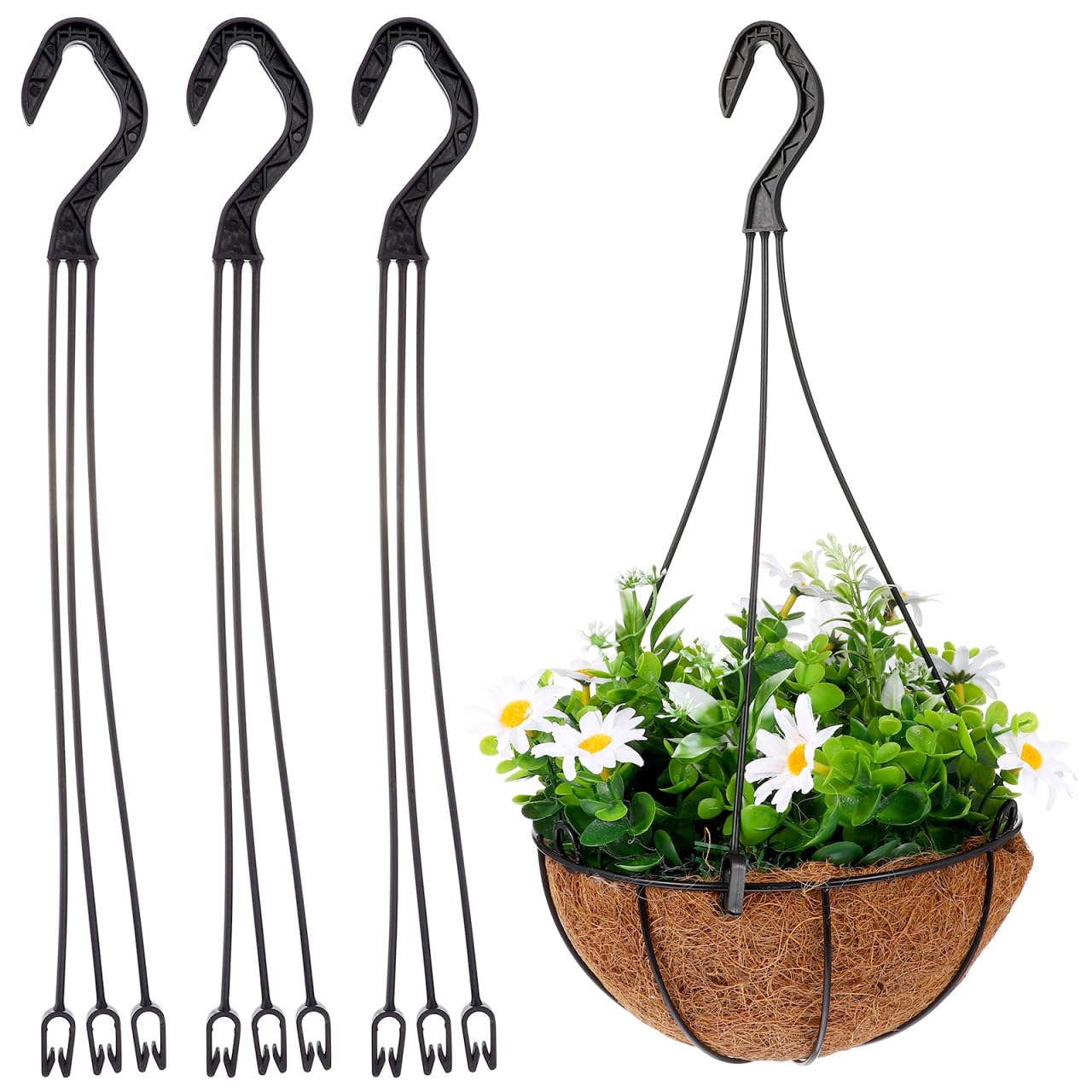 CLISPEED 25pcs Plastic Flowerpot Holders, Gardening Plant Pot Hooks, Flowerpot Hanging Chain Hooks Hanging Flower Basket Garden Accessories for Outside and Indoor