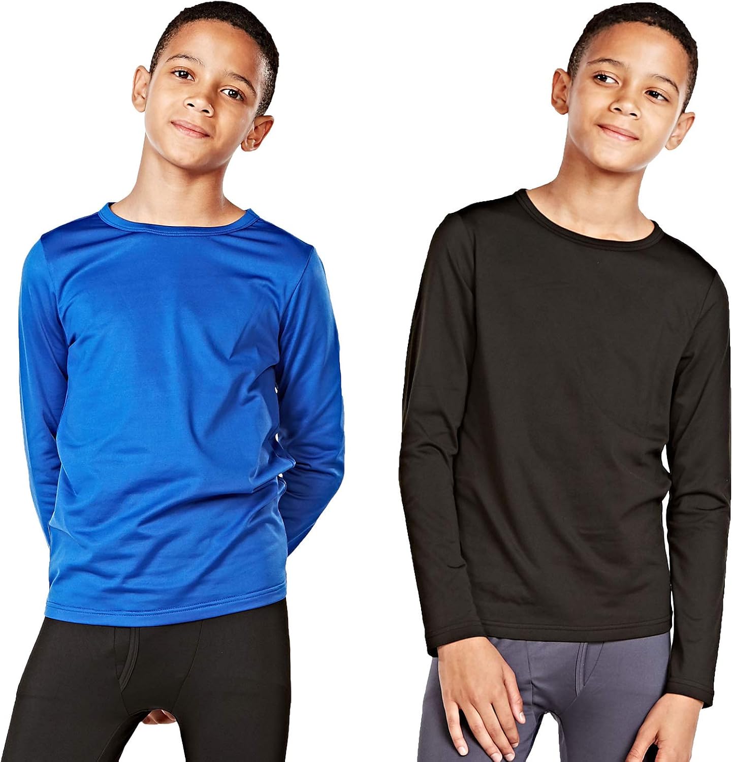 DEVOPS Boys 2-Pack Thermal Shirts Compression Long Sleeve Tops with Fleece Lined: Clothing