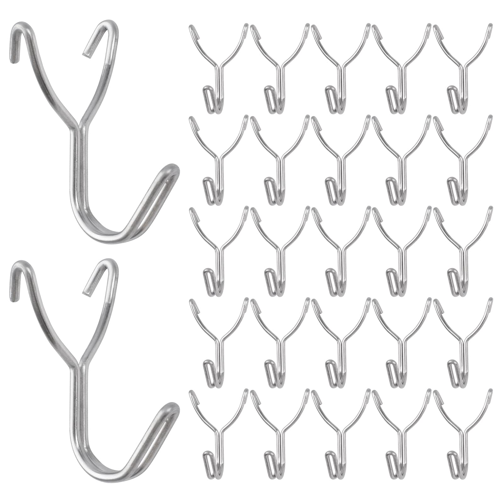 MOROBOR Pegboard Hooks 50pcs,1 Inch Silver J Hooks, Stainless Steel Fit for 1.2Inch Hole Pitch Pegboard, Will Not Fall Out, Display Hooks for Hanging Necklaces, Earrings, Jewelry, Keys