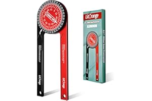 Litorange Aluminum Miter Saw Protractor Plus | 8.7-Inch Angle Finder Featuring Precision Laser Engraved Scales for Inside Outside Corner, Carpenters, Plumbers and All Building Trades, Two-color Design