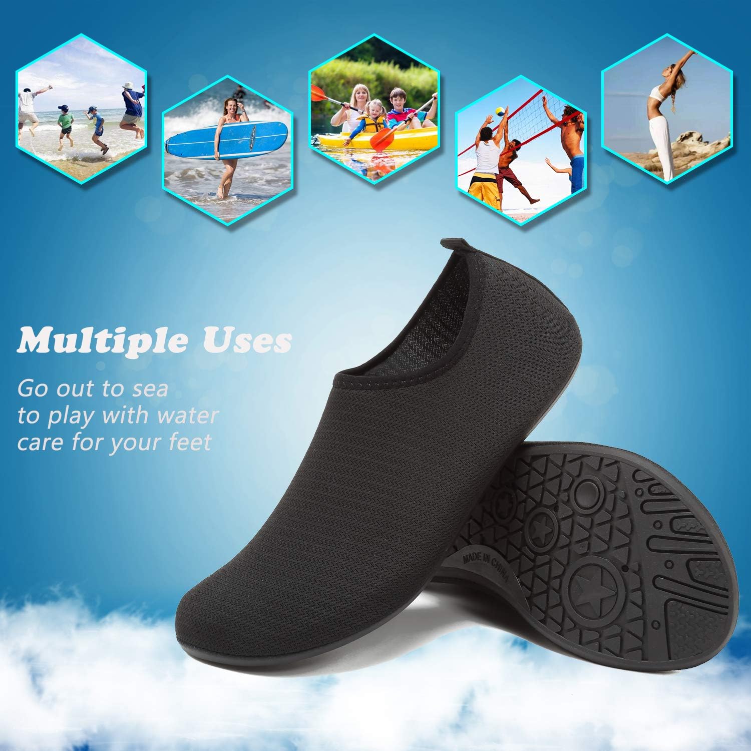  | ANLUKE Womens Mens Water Shoes Barefoot Quick-Dry Aqua Socks for Beach Swim Surf Water Sport | Water Shoes