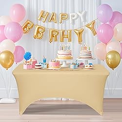 2 Pack 4 Feet Champagne Spandex Tablecloth for
