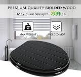 Angel Shield Black Wooden Toilet Seat with Adjustable Hinges Antibacterial view 6