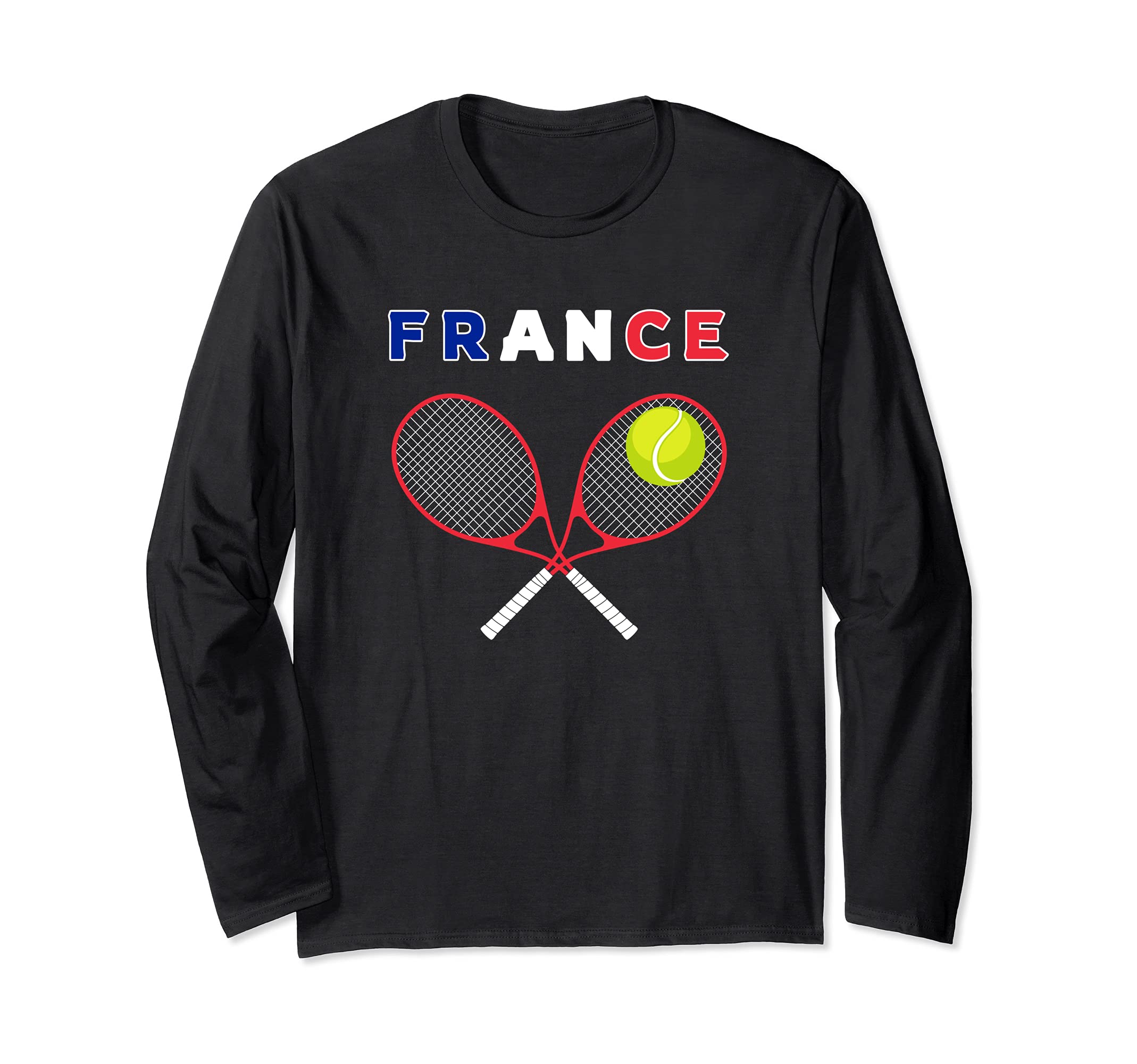 France Flag Tennis Ball Racket / Sport Fans Players / French Long Sleeve T-Shirt