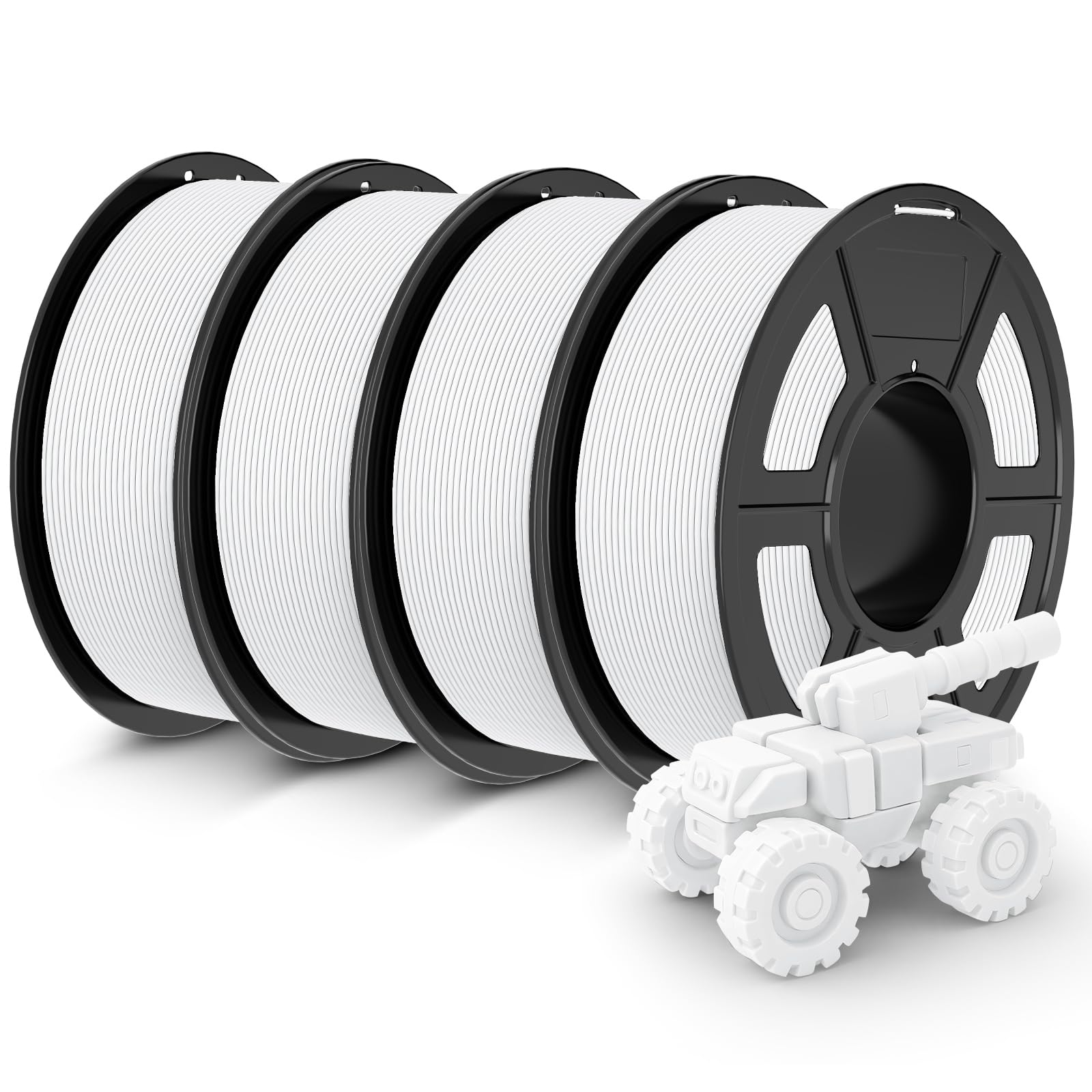 Photo 1 of JAYO Rapid Matte PETG Filament 1.75mm 4.4KG Bundle, PETG Matte 3D Printer Filament 4.4kg, 1.1kg per Spool, Pack of 4, White