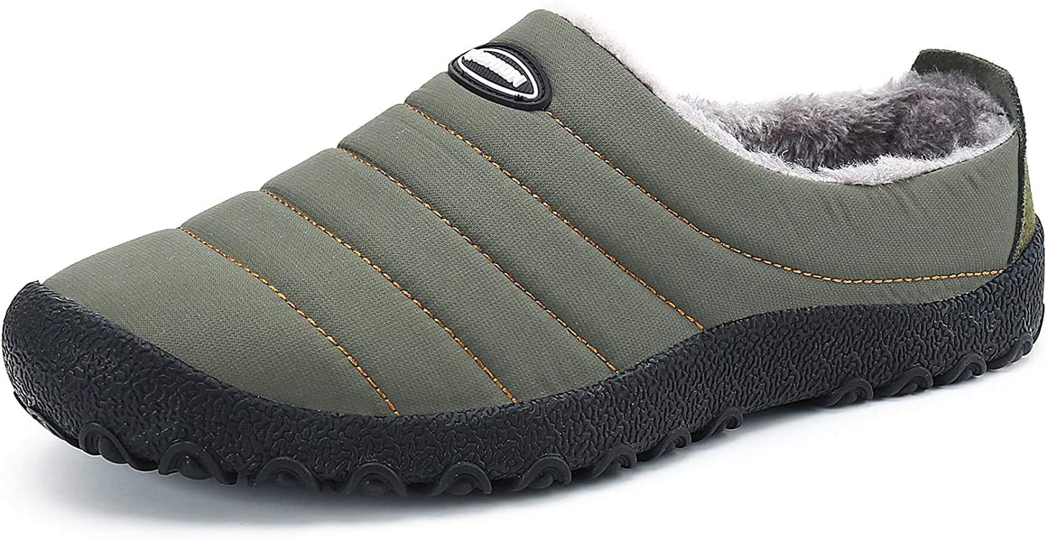 ManiamixxWinter Waterproof Slippers Warm Cotton Non-Slip Shoes Outdoor&Indoor Slipper for Men Women(Green,46 EU)
