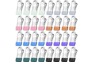 SYLROAL Clothes Pins for Hanging Clothes, 32 Pack Stainless Steel Colored Clothespins for Laundry, Heavy Duty Clothing Pins for Clothes Line, Multipurpose Metal Clips for Clothes, Socks, Towel, Snack, Photo