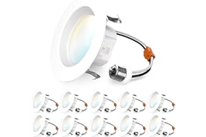 SUNCO LIGHTING Sunco 10 Pack 4 Inch LED Recessed Lights, Retrofit Can Lighting, 660 LM, 11W (40W Equivalent), Selectable CCT 2700K/3000K/3500K/4000K/5000K, Dimmable, Baffle Trim, Replacement Conversion Kit UL.
