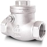 1/2" NPT Horizontal Swing Check Valve, Stainless Steel, Female Thread, DN15 | Non-Return One-Way Design, Prevent Backflow and Pumps, Low Pressure Drop, Heavy-Duty, for Horizontal Pipelines, Water Oil Gas