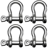 Laorde 316 Stainless Steel D-Ring Shackles, Marine Grade, 1/4", 5/16", 3/8", 1/2", Heavy Duty, Bow or Clevis Screw Pin Anchor Shackle for Boat, Sailboat, Chain, Strap, Rigging Clasp