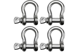 Laorde 316 Stainless Steel D-Ring Shackles, Marine Grade, 1/4", 5/16", 3/8", 1/2", Heavy Duty, Bow or Clevis Screw Pin Anchor Shackle for Boat, Sailboat, Chain, Strap, Rigging Clasp