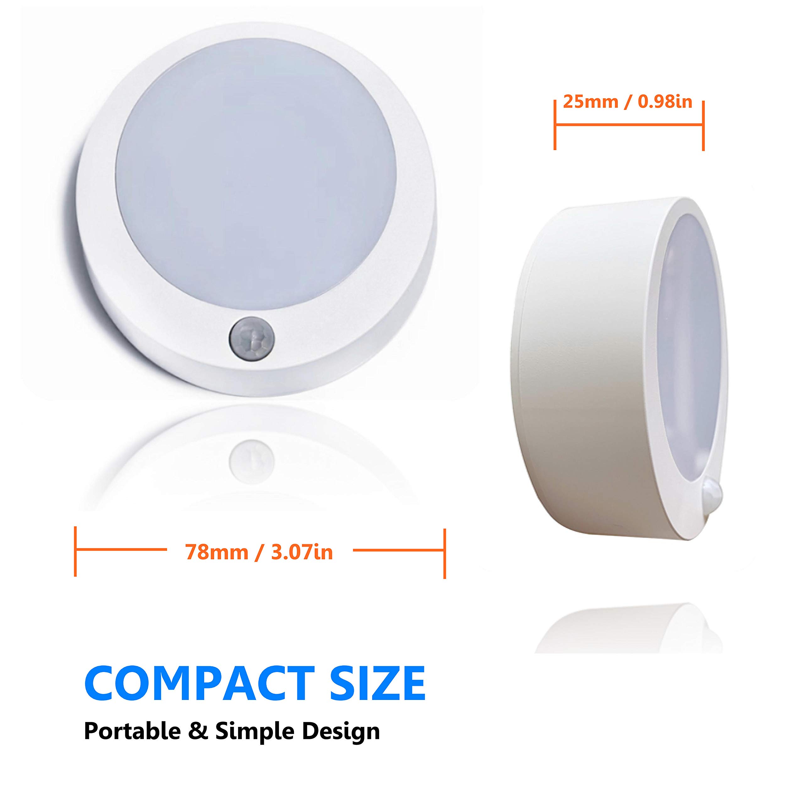 Motion Sensor Night Light Topopto Natural White Indoor Battery Operated Stick on Anywhere for Patio Lighting,Porch,Stairs