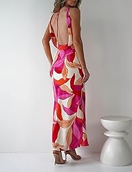 Women's 2025 Summer Satin Backless Elegant Dress