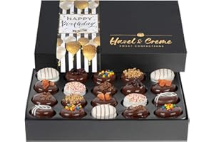 HAZEL & CREME Happy Birthday Cookies - Cookie Gift Basket - Gourmet Vegan Food Gifting (Chocolate)