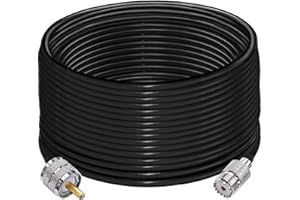 TUOLNK RG58 PL259 UHF CB Radio Coax Cable, Low Loss UHF Male to SO239 Female Extension, PL-259 Antenna Jumper 49.2ft(15M) for CB Radio, Ham Radio
