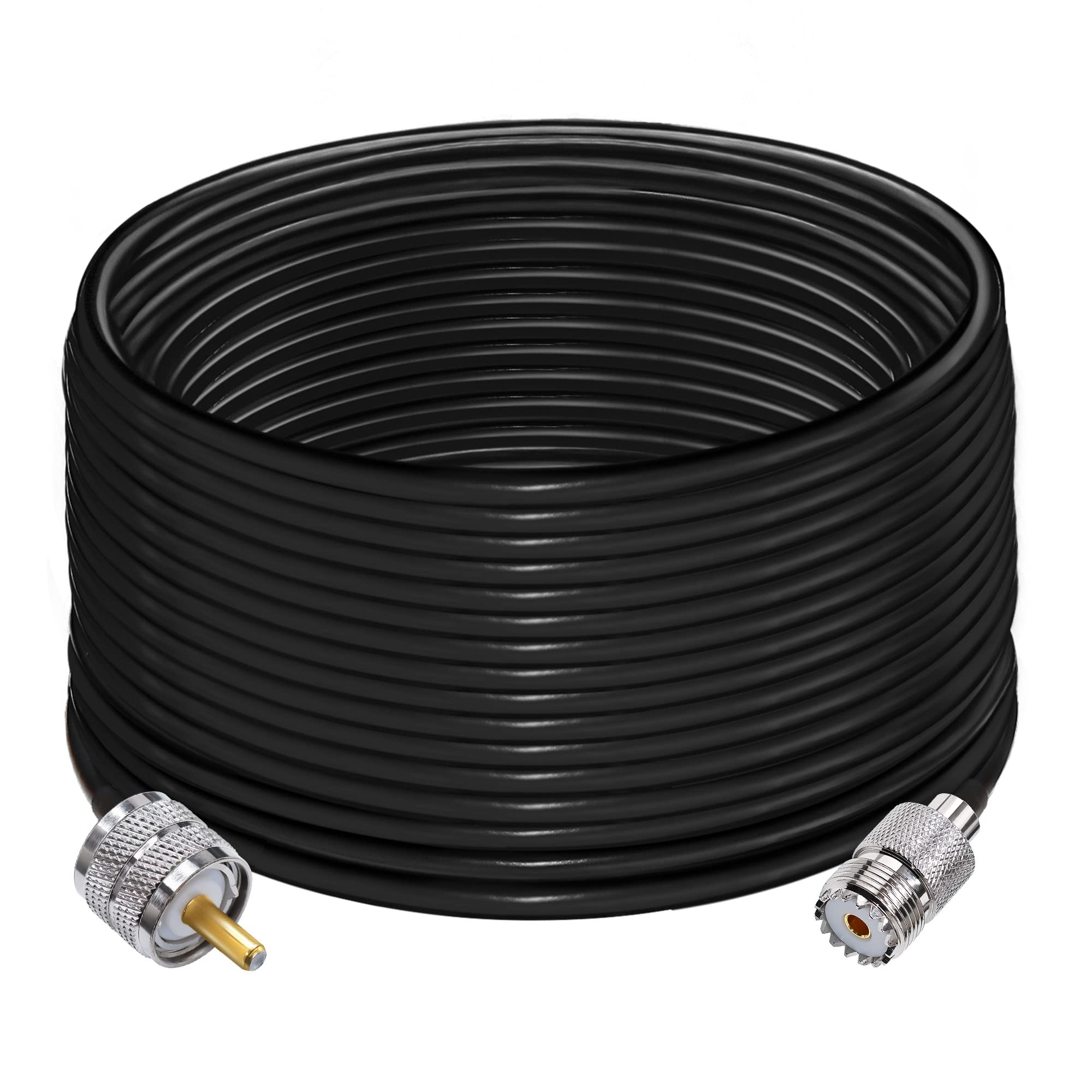 TUOLNK UHF PL259 Coax Cable 49.2Ft(15M) PL259 SO239 Male to Female Extension Low Loss CB Coax Black for Two Way Radio CB Radio Wireless LAN Devices
