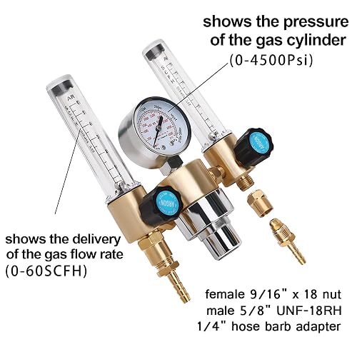 Dual Output Argon Regulator Flow Meter Mig Tig 0-60CFH CGA580 Inlet Dual Output Argon Regulator Flow Meter Mig Tig 0-60CFH CGA580 Inlet