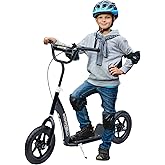 HOMCOM Kick Scooter for Kids 5-12 Years Old, Big Wheel Kids Scooter with Adjustable Height Handlebar, 12" EVA Tyres, Non-Slip Footplate, Rear Brake