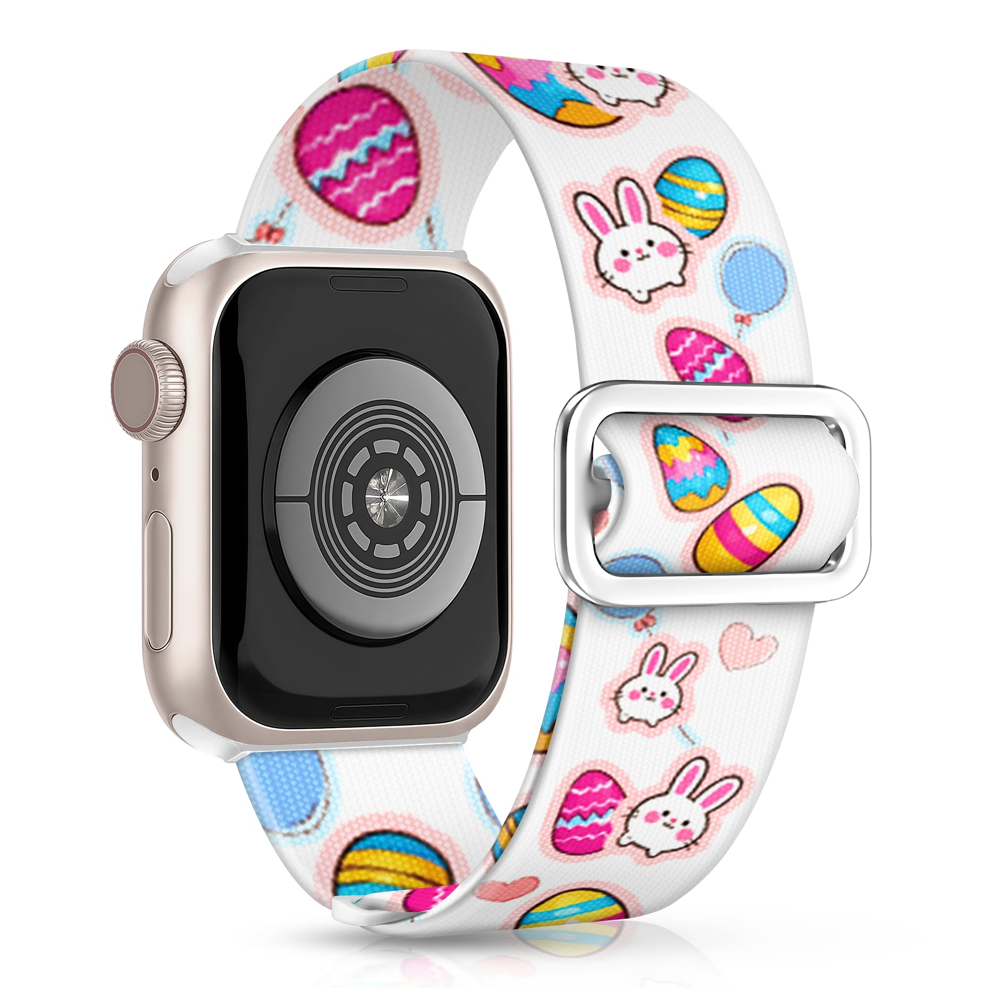 wipalor Stretchy Nylon Band for Apple Watch Bands for Women 42mm 41mm 40mm 38mm, Stretch Elastic Sport iWatch Bands for Women for iPhone Watch Bands Series 11 10 9 8 7 6 5 4 3 SE-Easter White C