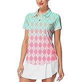 AOBUTE Women's Short Sleeve Golf Shirts Gradient 1/4 Zip Tennis Shirt