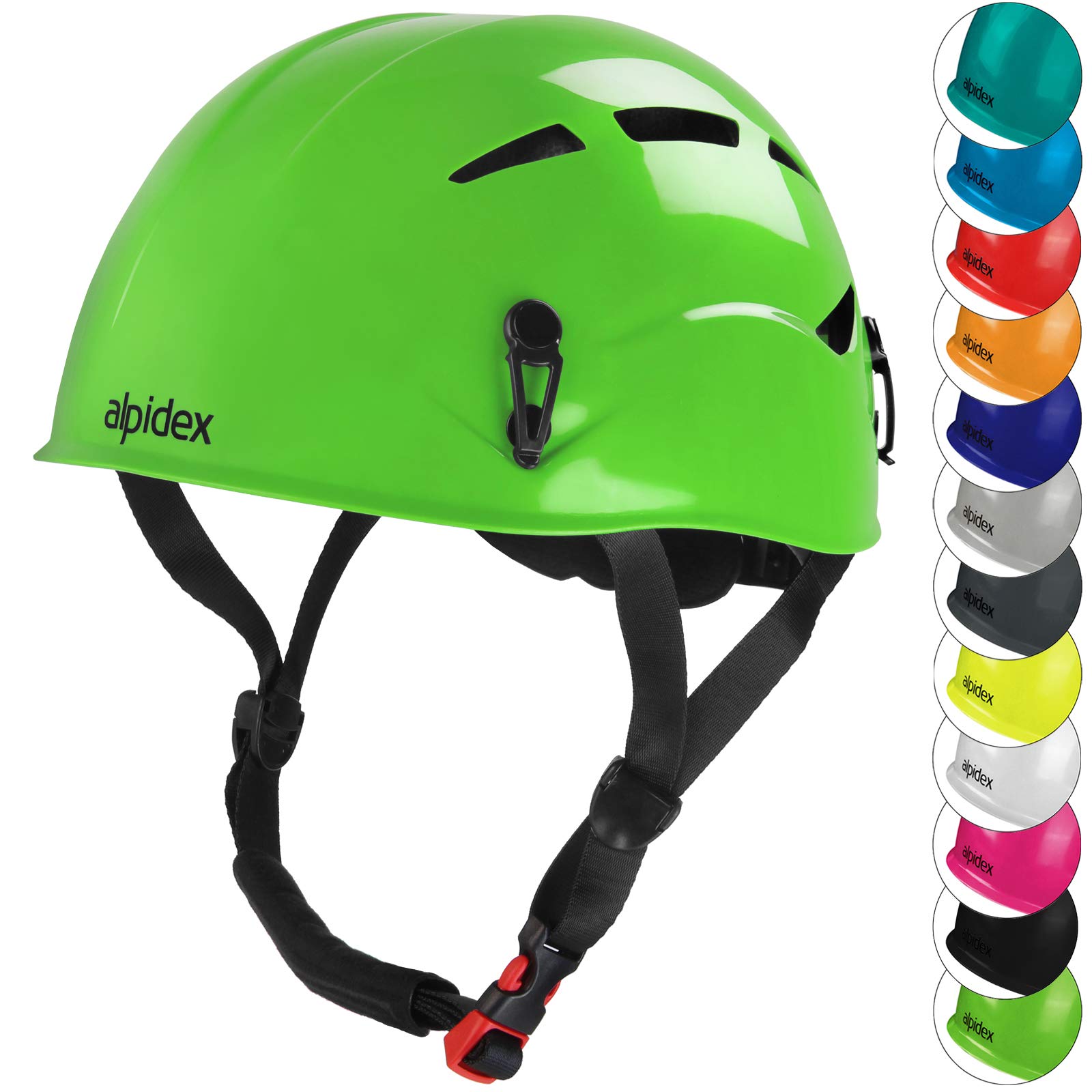 ALPIDEX Universal Climbing Helmet for Teenagers and Adults EN12492 Safety Helmet in, Colour: apple green