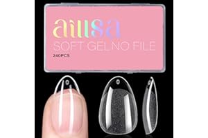 AILLSA Short Almond Nail Tips Pre-Shaped Acrylic Nail Tips Half Matte Full Cover Nails Tips Clear Gelly Press on Flase Tip Nail for Extension Nail Manicure Home DIY 240PCS 15Sizes