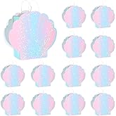 AojSup 12 Pcs Mermaid Party Favor Bags, Seashell Gift Bags for Shell Mermaid Birthday Decorations and Under the Sea Aquatic Nautical Theme Party Summer Ocean Beach Picnic Goodie Treat Supplies